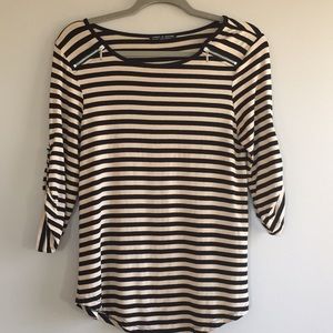 Cable & Gauge Striped 3/4 Tunic w/ Zipper Detail